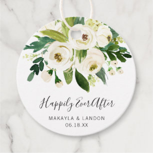 Gelukkig altijd daarna Elegante witte bloemige tro Bedankjes Labels