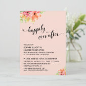 Gelukkig altijd daarna Hartjes Script Roze Boho Bl Kaart (Staand voorkant)