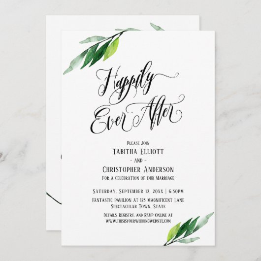 Gelukkig altijd daarna Uitgebreid script groenvoor Kaart (Voorkant / Achterkant)