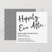 Gelukkig altijd daarna Zwarte Witte Trouwreceptie Kaart (Voorkant / Achterkant)