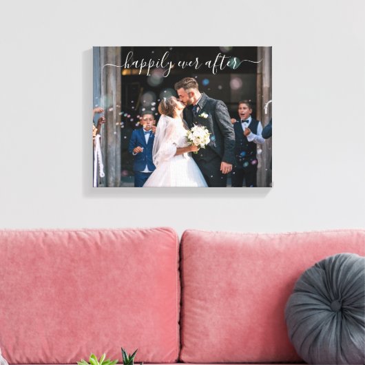 Gelukkig altijd elegant gefotografeerd bruiloft canvas afdruk (Insitu (Woonkamer))