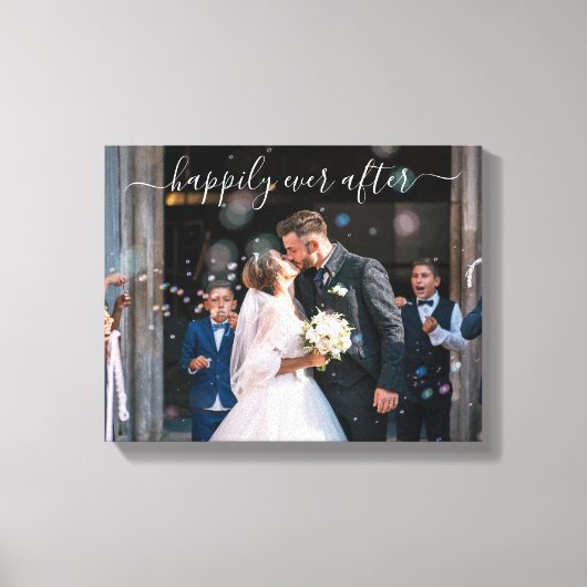 Gelukkig altijd elegant gefotografeerd bruiloft canvas afdruk (Voorkant)