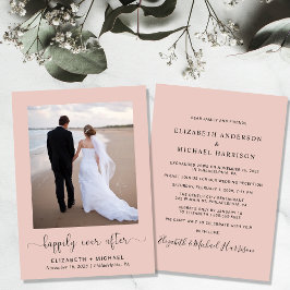Gelukkig altijd foto blush bruiloft receptie kaart
