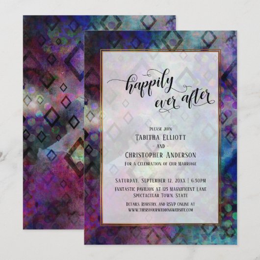 Gelukkig altijd kleurrijk abstract met goud kaart (Voorkant / Achterkant)