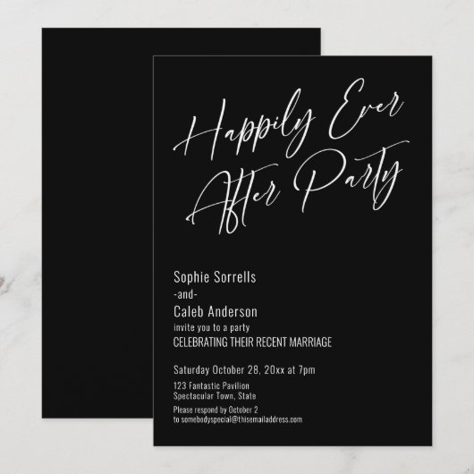 Gelukkig altijd na de partij modern elegant zwart kaart (Voorkant / Achterkant)