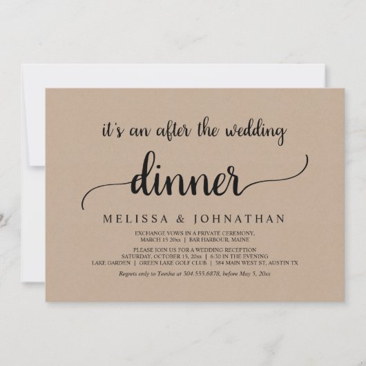 Gelukkig altijd na een rustige trouwerij elopement kaart (Voorkant)