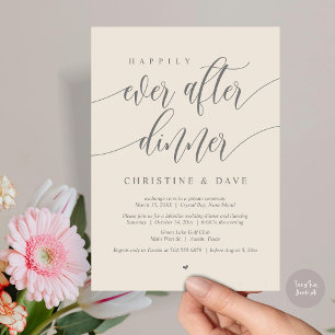 Gelukkig altijd na elopement diner, Crème Grijs Kaart