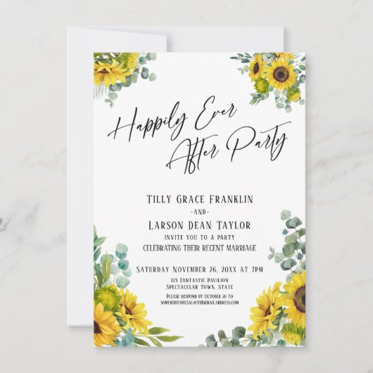 Gelukkig altijd na Feest Eucalyptus Zonnebloem Kaart (Voorkant)