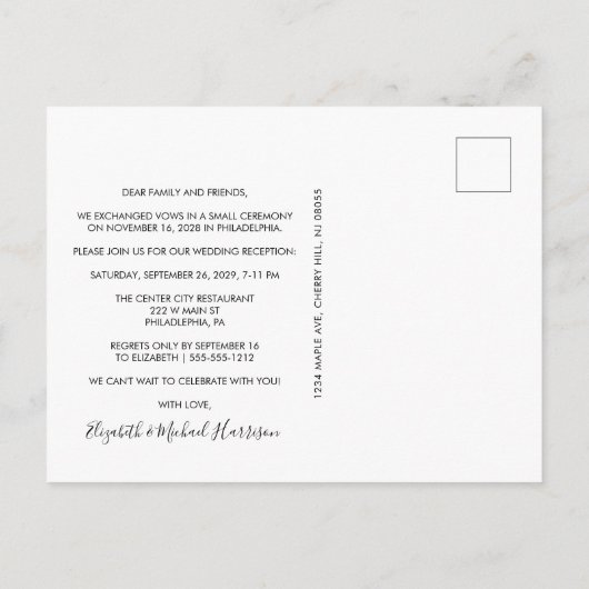 Gelukkig altijd na Feest Foto Huwelijk Aankondigingskaart (Achterkant)