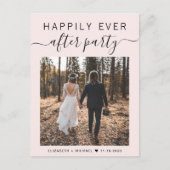 Gelukkig altijd na feest foto roze bruiloft aankondigingskaart (Voorkant)
