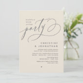 Gelukkig altijd na-feest, modern huwelijksdiner kaart (Staand voorkant)