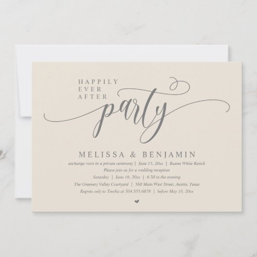 Gelukkig altijd na Feest, Receptie Modern Minimaal Kaart (Voorkant)