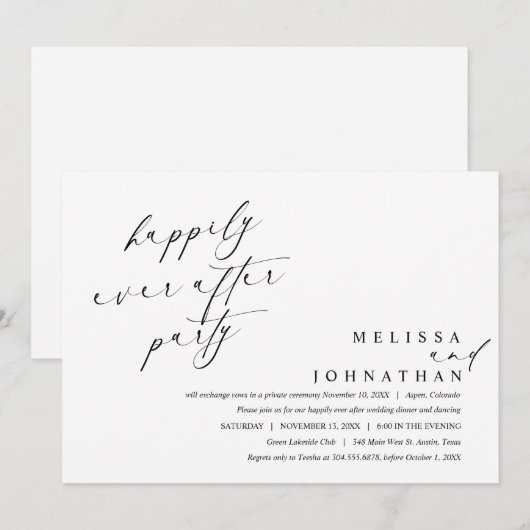 Gelukkig altijd na het dinerfeest en dansen kaart (Voorkant / Achterkant)