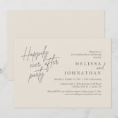 Gelukkig altijd na het feest, modern huwelijksdine kaart (Voorkant / Achterkant)