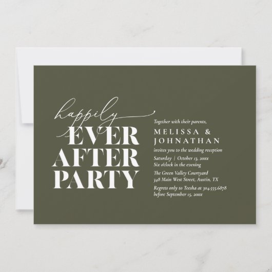 Gelukkig altijd na het feest, moderne bruiloft rec kaart (Voorkant)
