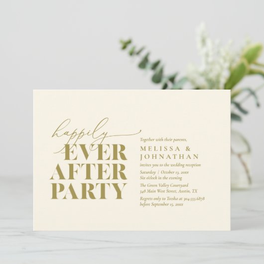 Gelukkig altijd na het feest, moderne bruiloft rec kaart (Staand voorkant)