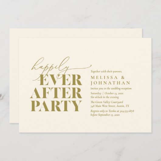 Gelukkig altijd na het feest, moderne bruiloft rec kaart (Voorkant / Achterkant)