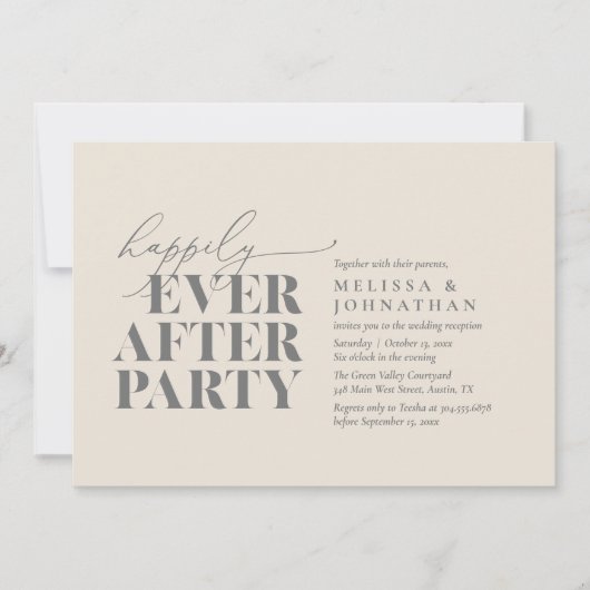 Gelukkig altijd na het feest, moderne bruiloft rec kaart (Voorkant)