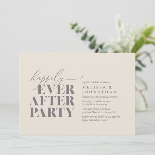 Gelukkig altijd na het feest, moderne bruiloft rec kaart (Staand voorkant)