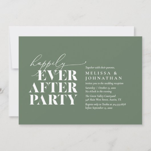 Gelukkig altijd na het feest, moderne bruiloft rec kaart (Voorkant)