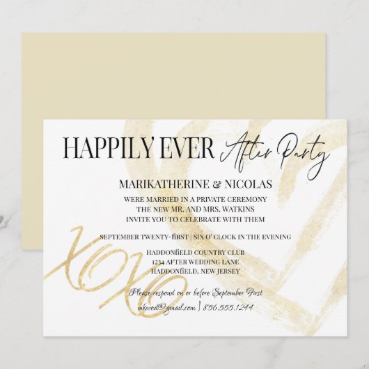 Gelukkig altijd na Hugs & Kisses Bruiloftsfeest Kaart (Voorkant / Achterkant)