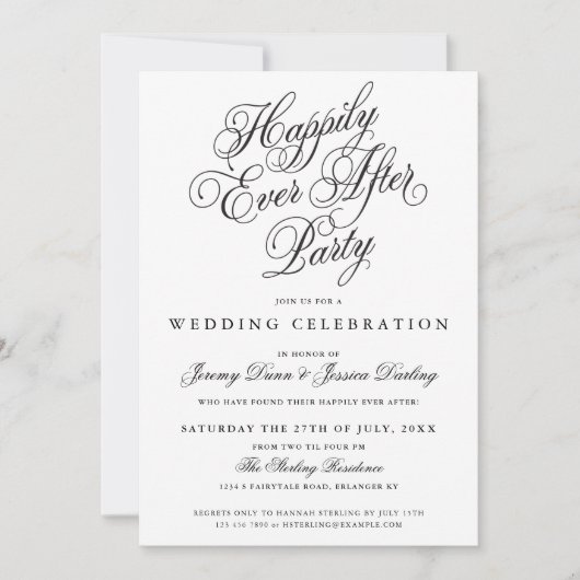 Gelukkig altijd na huwelijksuitnodigingen kaart (Voorkant)