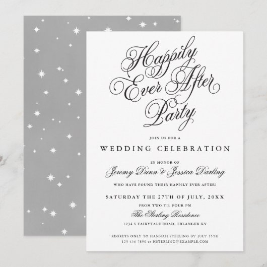 Gelukkig altijd na huwelijksuitnodigingen kaart (Voorkant / Achterkant)