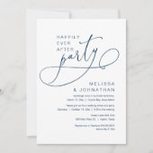 Gelukkig altijd na huwelijksvlucht trouwfeest Navy Kaart (Voorkant)