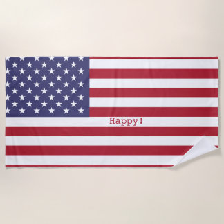 Gelukkig! Amerikaanse vlag op 4 juli van Verenigde Strandlaken