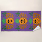 Gelukkig Ananas Ontwerp - Strand Handdoek (Voorkant)