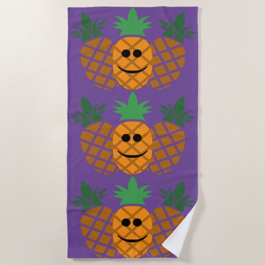 Gelukkig Ananas Ontwerp - Strand Handdoek (Voorkant)