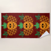 Gelukkig Ananas Ontwerp - Strand Handdoek (Voorkant)