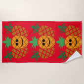 Gelukkig Ananas Ontwerp - Strand Handdoek (Voorkant)
