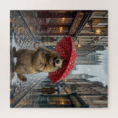 Gelukkig Antropomorfe Marmot Puzzel – In regen (Horizontaal)