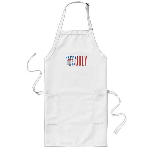 Gelukkig artikel van Shimmer Word Art van 4 juli Lang Schort (Voorkant)