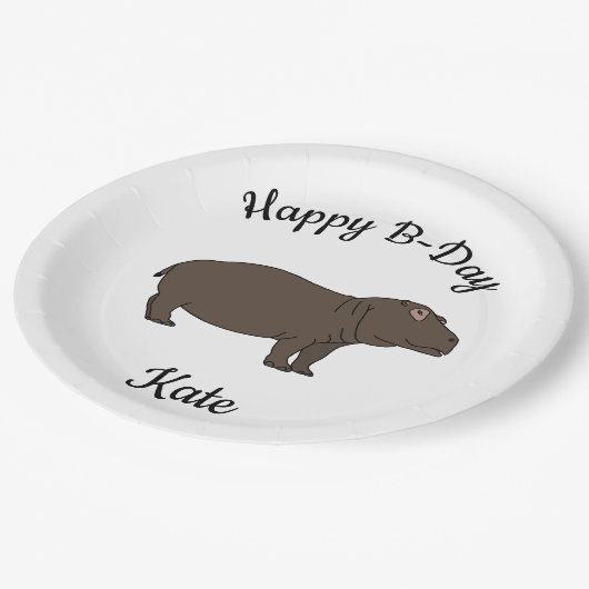 Gelukkig B-day Hippopotamus Afrikaans dier Papieren Bordje (Gekanteld)