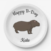 Gelukkig B-day Hippopotamus Afrikaans dier Papieren Bordje (Voorkant)