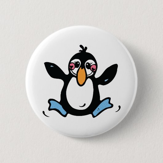 gelukkig baby pinguïn ronde button 5,7 cm (Voorkant)