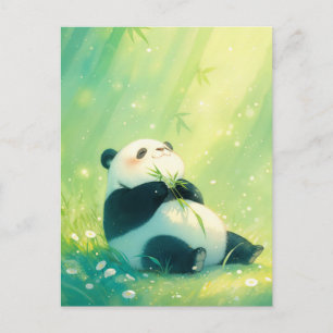 Gelukkig babypanda in een zonnig bamboebos briefkaart