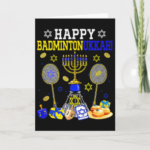 Gelukkig Badmintonukkah Badminton Speler Fan Hanuk Kaart