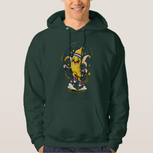 Gelukkig Bananen Springtouw Cartoon Fitness Mascot Hoodie