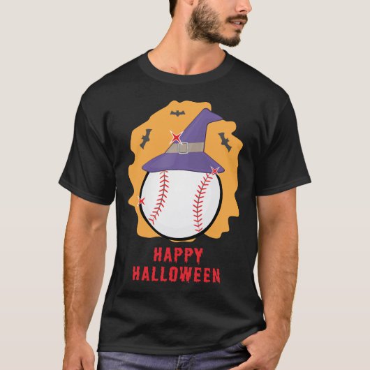 Gelukkig Baseball Halloween - Grappig T-shirt (Voorkant)