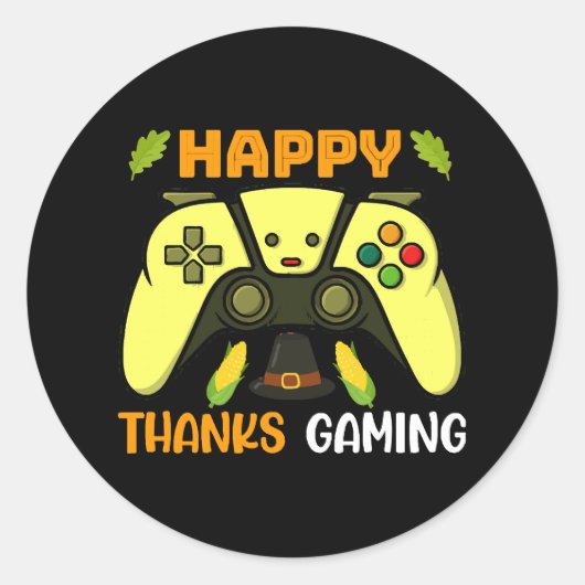Gelukkig Bedankt Gamen Grappig Ronde Sticker (Voorkant)