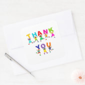 Gelukkig bedankt jullie Cartoon Diverse Kinder tek Vierkante Sticker (Envelop)