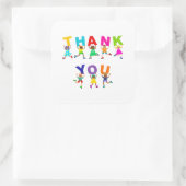 Gelukkig bedankt jullie Cartoon Diverse Kinder tek Vierkante Sticker (Tas)