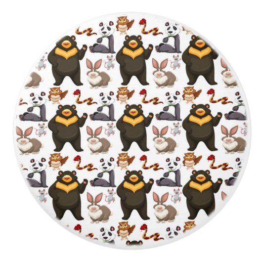 Gelukkig Beer en vrienden Keramische Knop (Voorkant)