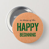 Gelukkig begin ronde button 7,6 cm (Voorkant /achterkant)