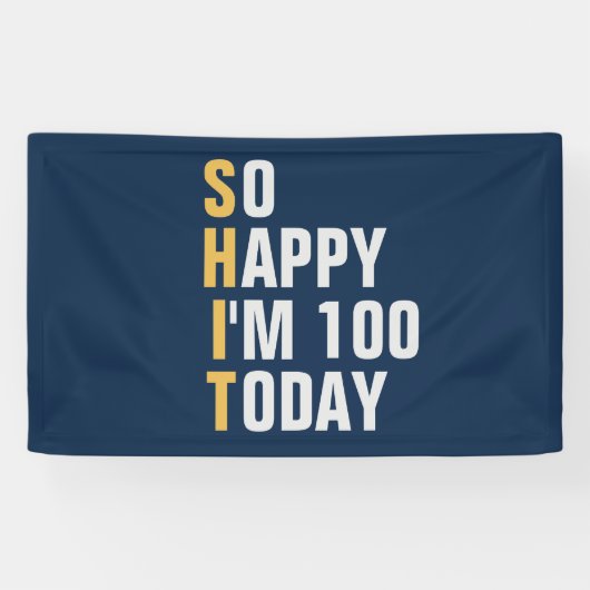 Gelukkig ben ik 100 100e verjaardagsbanner / achte spandoek (Horizontaal)