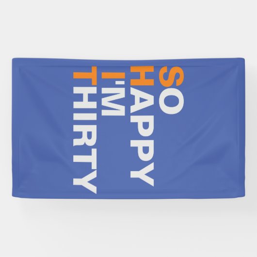 Gelukkig ben ik 30e verjaardagsbanner spandoek (Horizontaal)