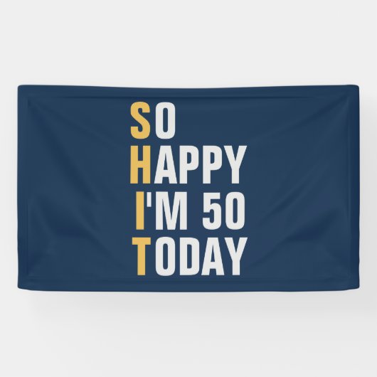 Gelukkig ben ik 50 50ste verjaardagsbanner / achte spandoek (Horizontaal)